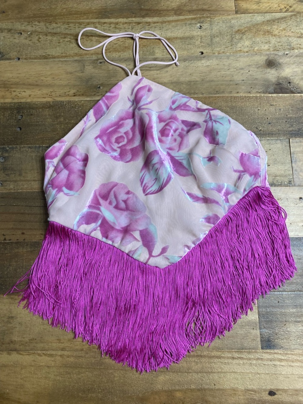 For Love And Lemons Pink Floral Fringe Halter Camisole - Picture 2 of 5